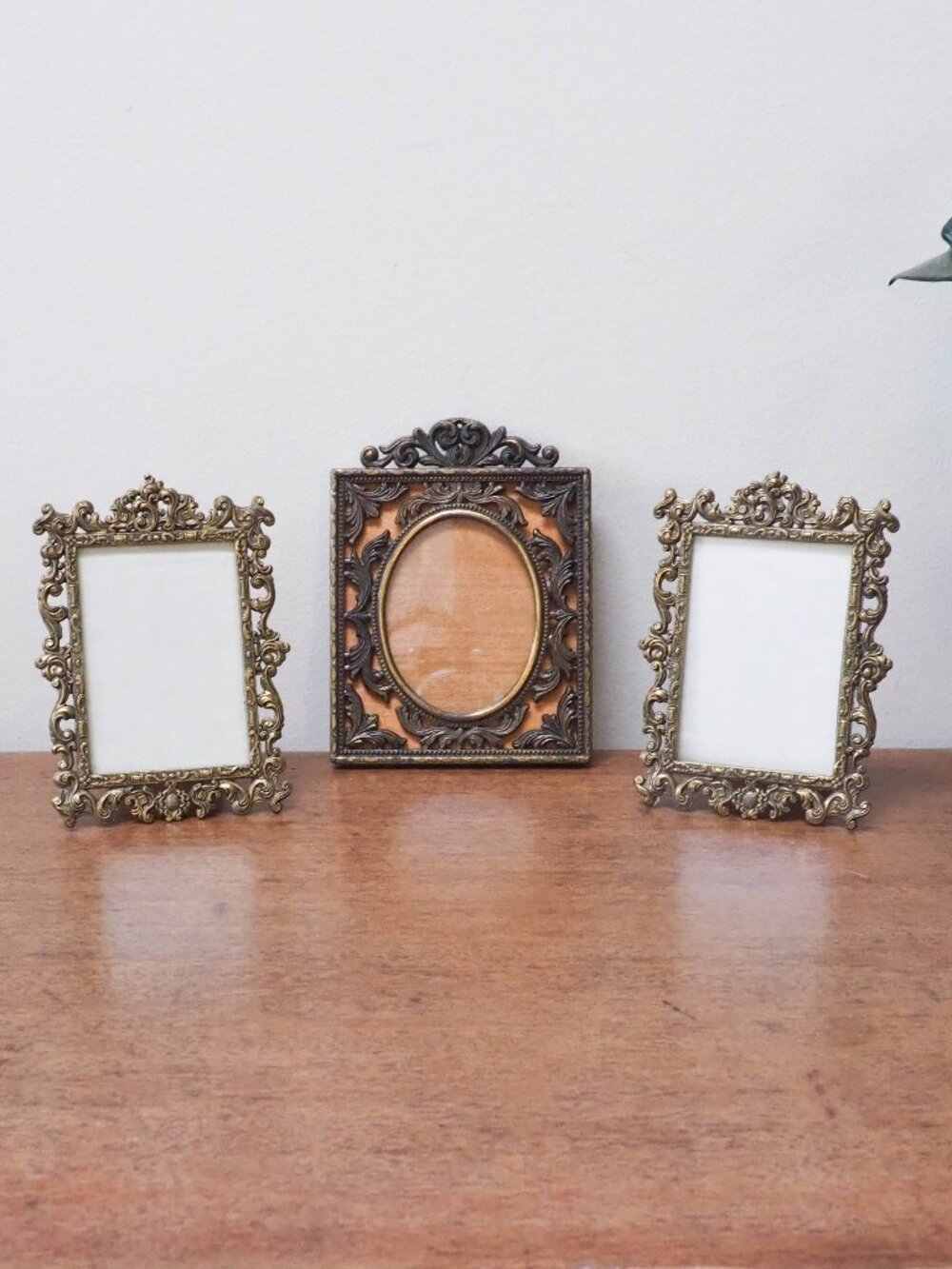 Vtg Metal Frame Set of 3 - Decorative Brass Frames - Made in Italy - 5" Tall